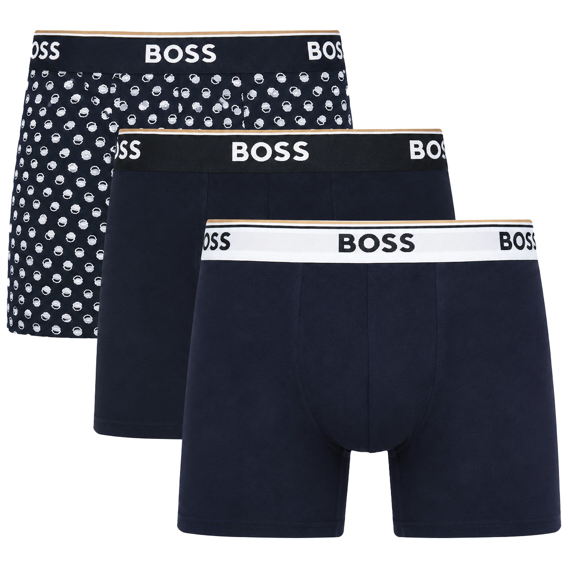 Boss Power boxershorts 3-pack blauw met print